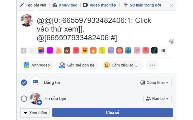 chèn link vào facebook