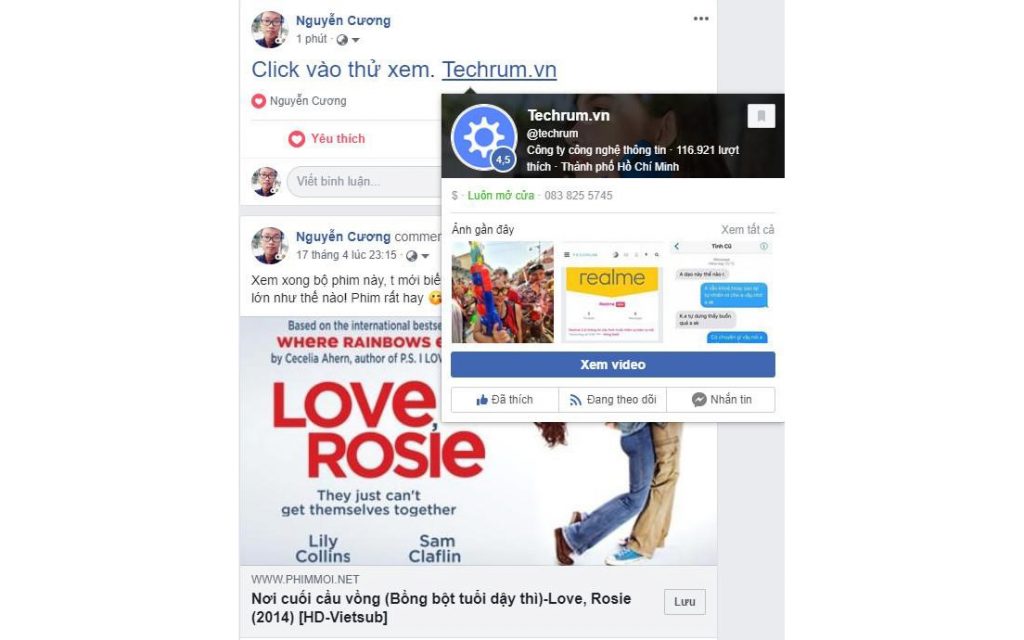 chèn link vào facebook