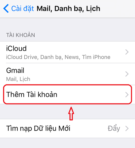 cấu hình mail server trên iphone